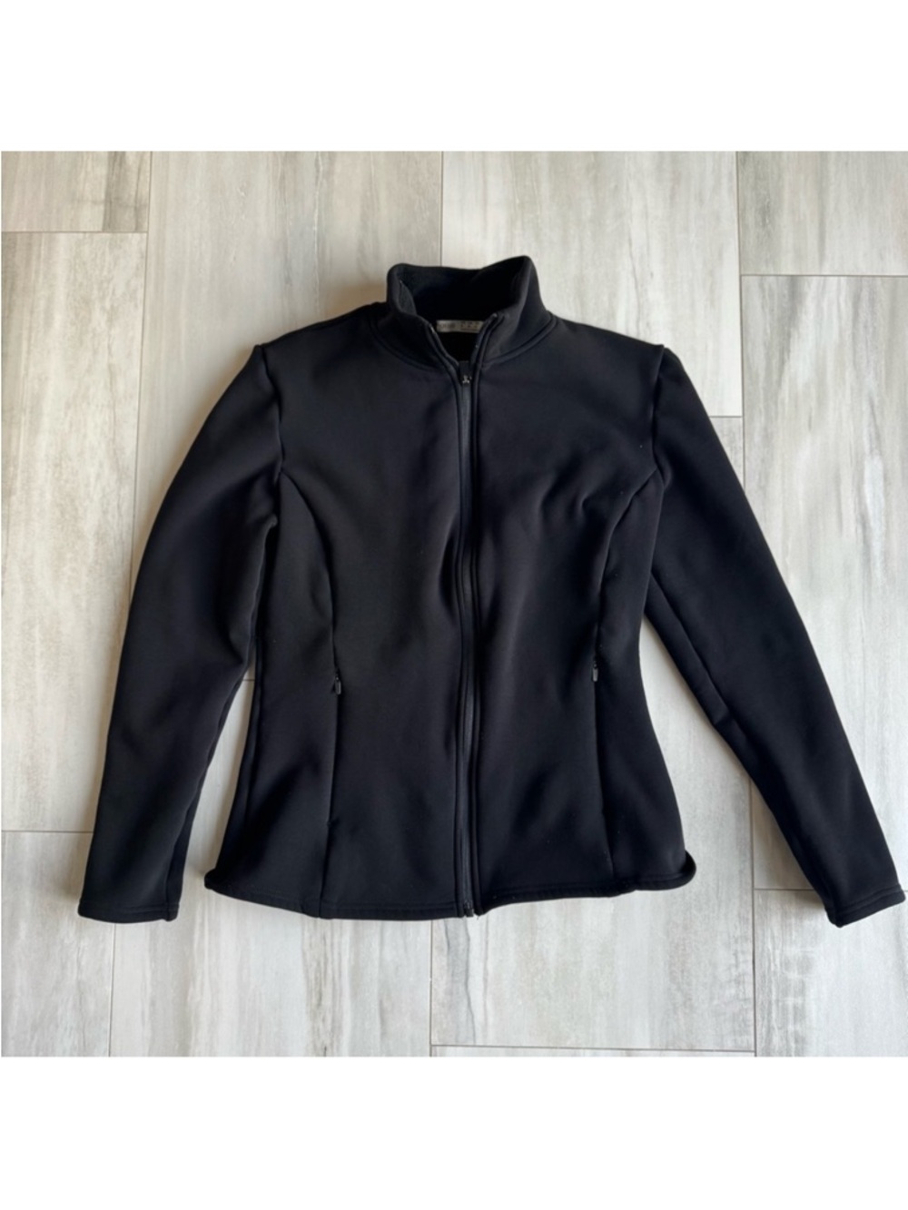 Women's Black Zip-Up Utility Jacket with Stand Collar